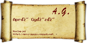 Apró Győző névjegykártya